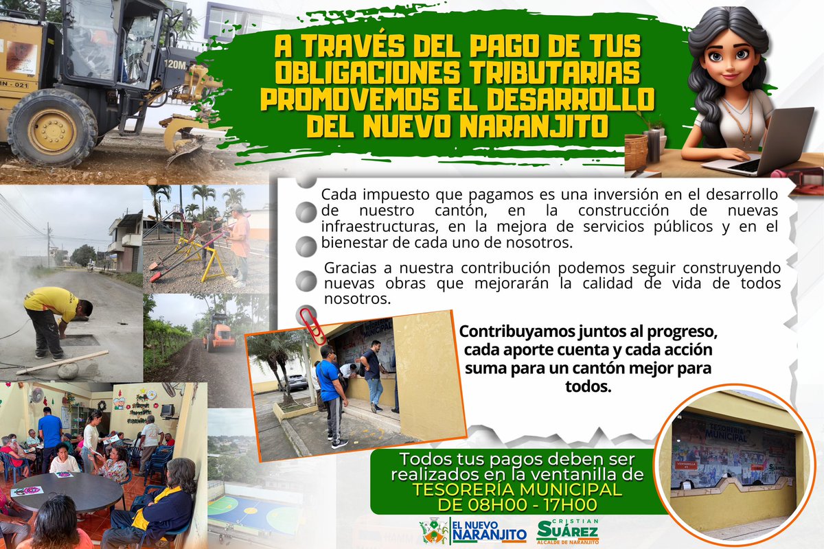 Naranjito recuerda a vecinos el pago de impuestos para seguir construyendo