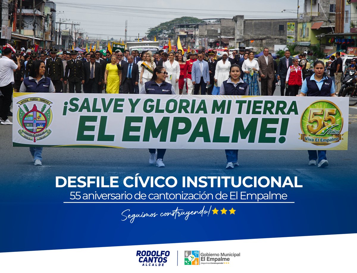 Desfile cívico honra los 55 años de El Empalme en sus calles