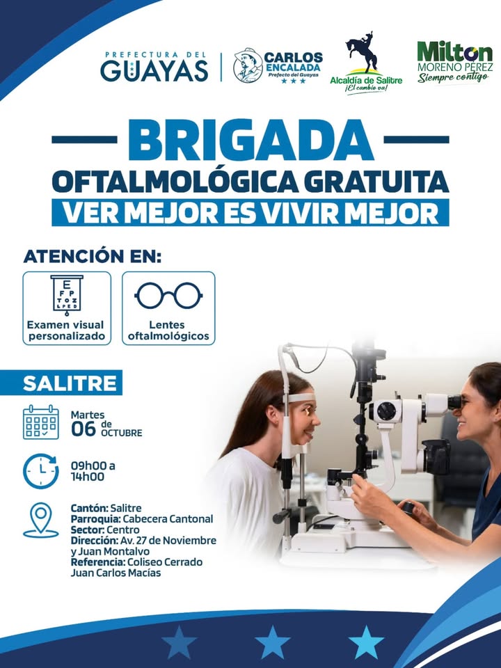 Brigada oftalmológica gratuita llega al Coliseo Macías este 6 de octubre