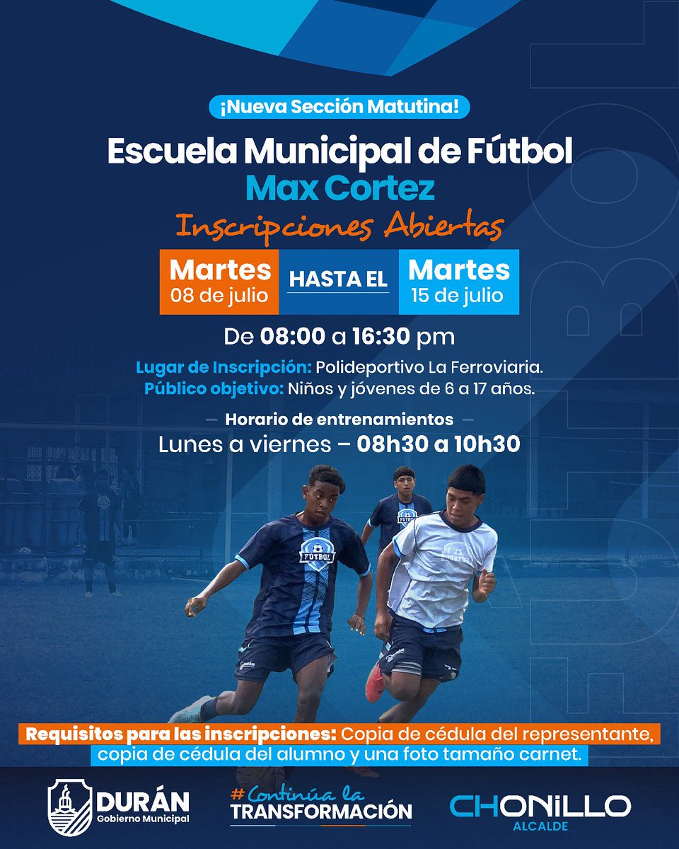 Inscripciones abiertas en la Escuela Municipal de Fútbol Max Cortez desde este 8 de julio