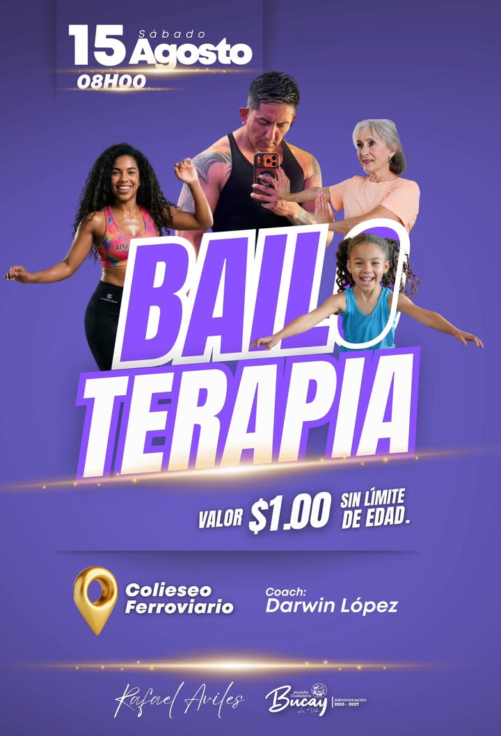 Bailoterapia gratuita este sábado en el Coliseo Ferroviario de Bucay