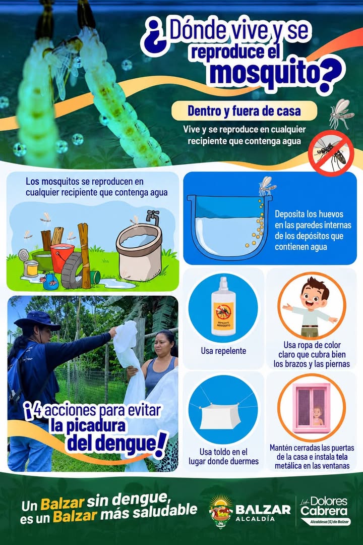 Alcaldía de Balzar y MSP refuerzan campaña contra el dengue con recomendaciones clave
