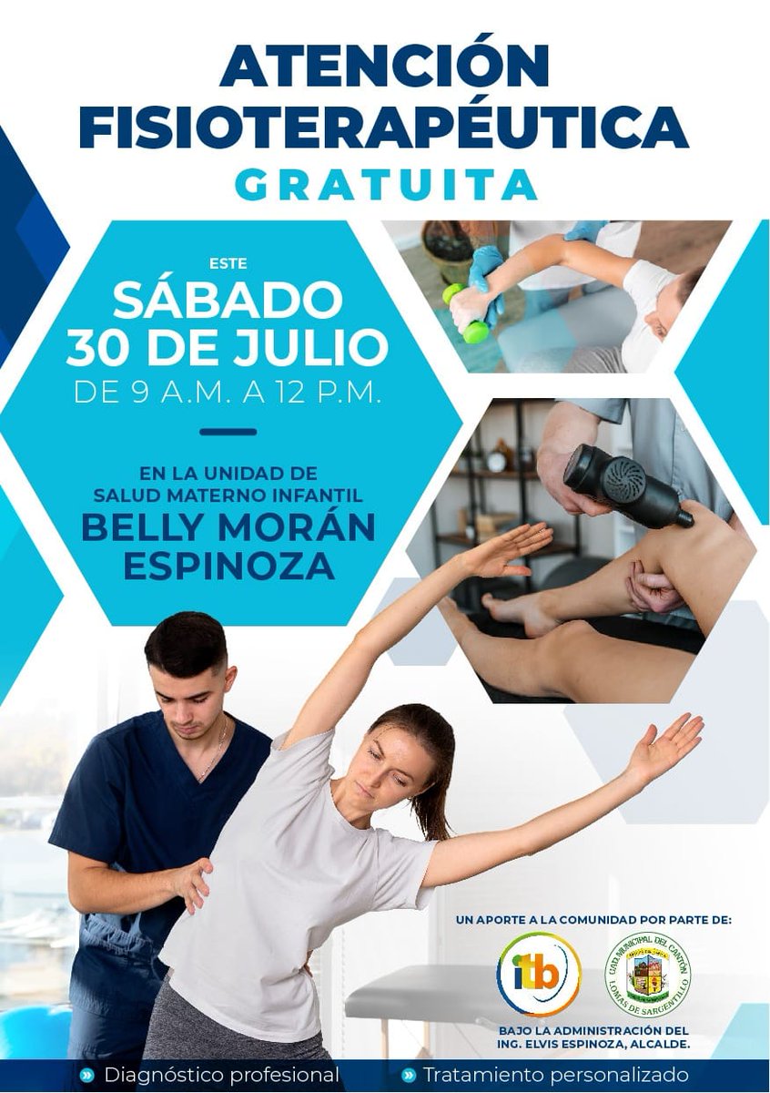 Brigada de fisioterapia atenderá gratis a pacientes en Lomas de Sargentillo este sábado