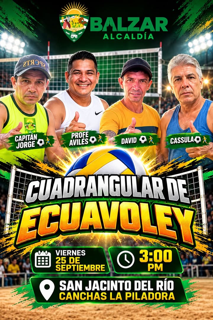 Cuadrangular de Ecuavóley se juega este viernes en San Jacinto del Río