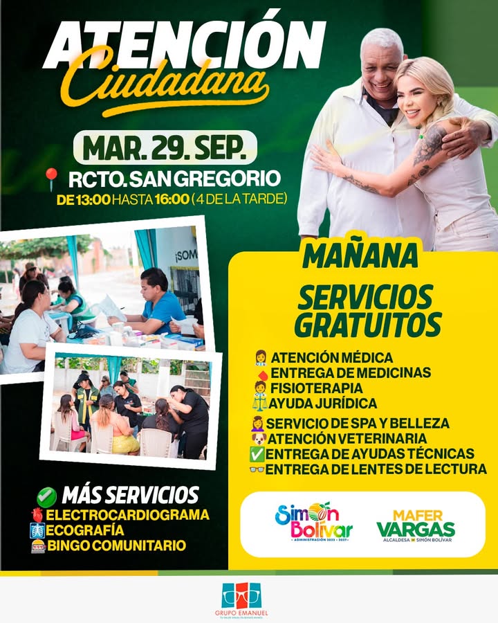 Juntas comunitarias y salud gratuita llegan a San Gregorio mañana