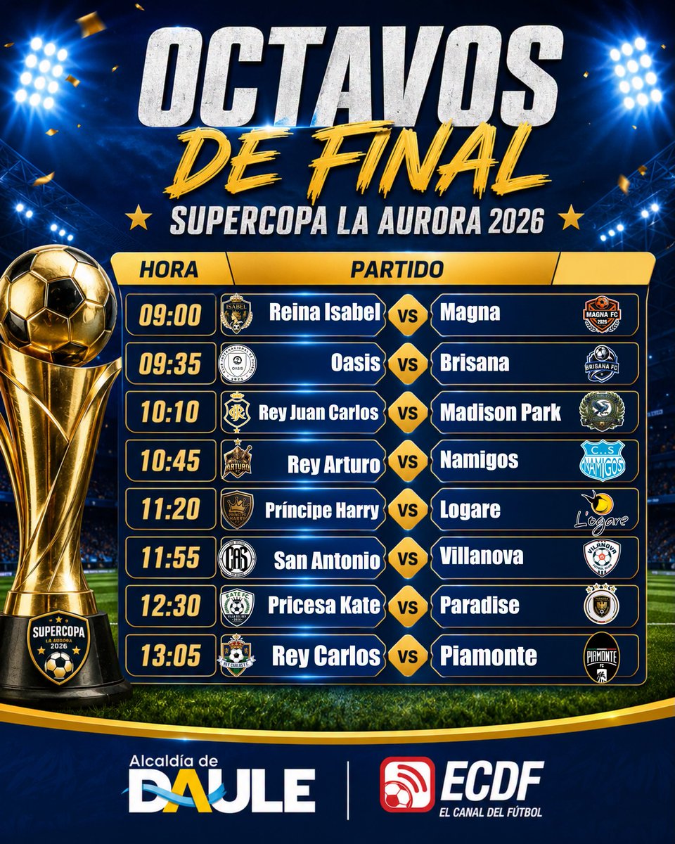 Inicia la fase eliminatoria de la Supercopa La Aurora 2026 en Daule