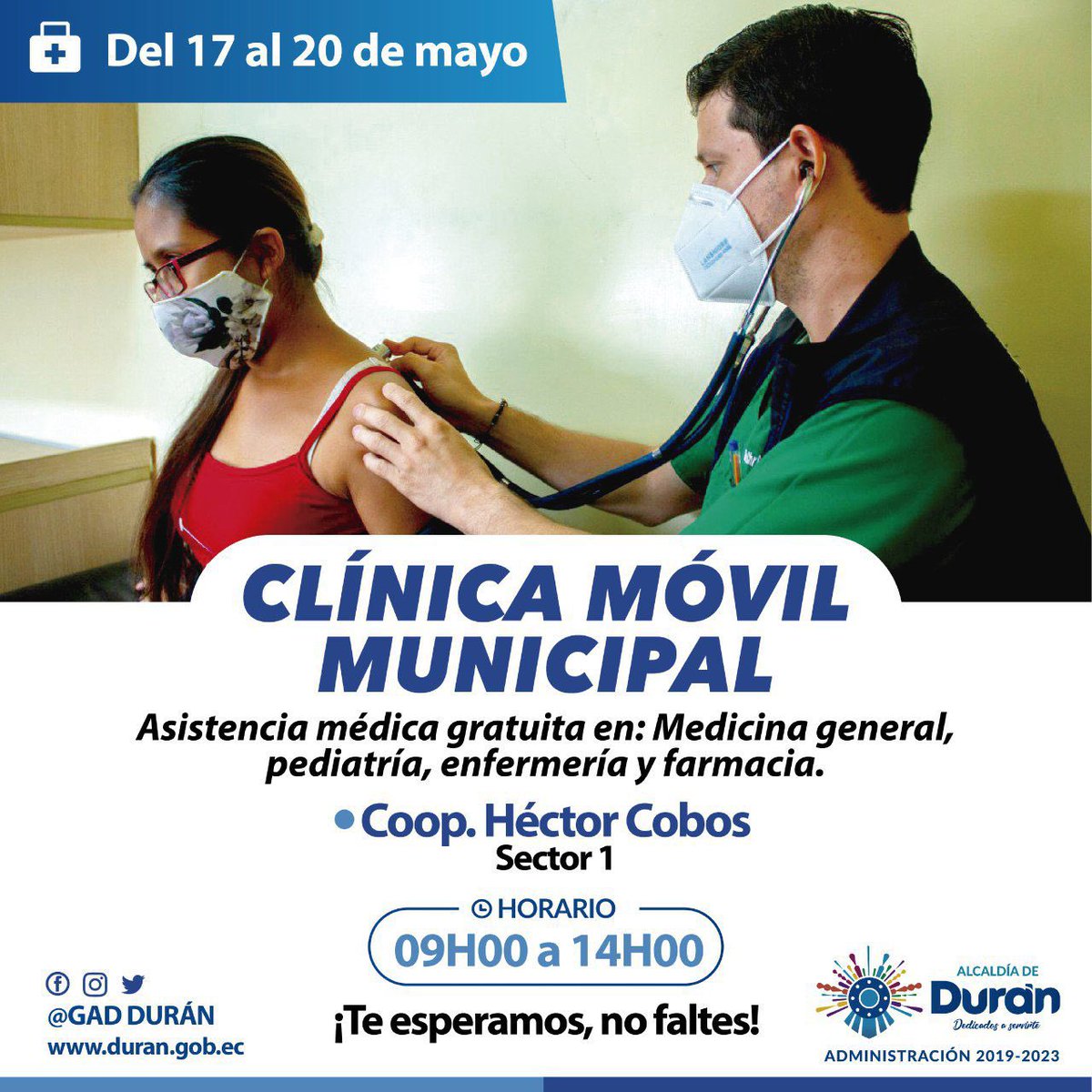 Clínica móvil del GAD Durán atiende gratis en Cooperativa Héctor Cobos