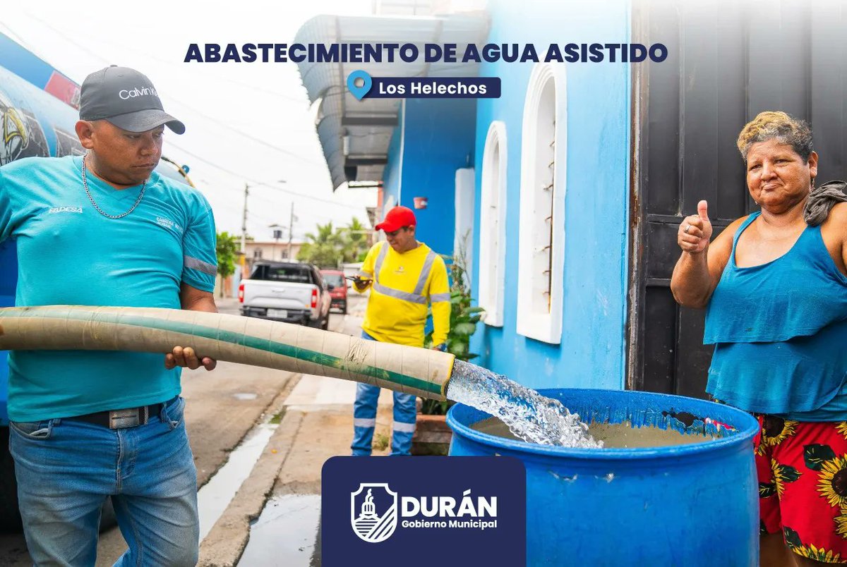 Abastecimiento de agua con tanqueros en Durán tras reparación del acueducto