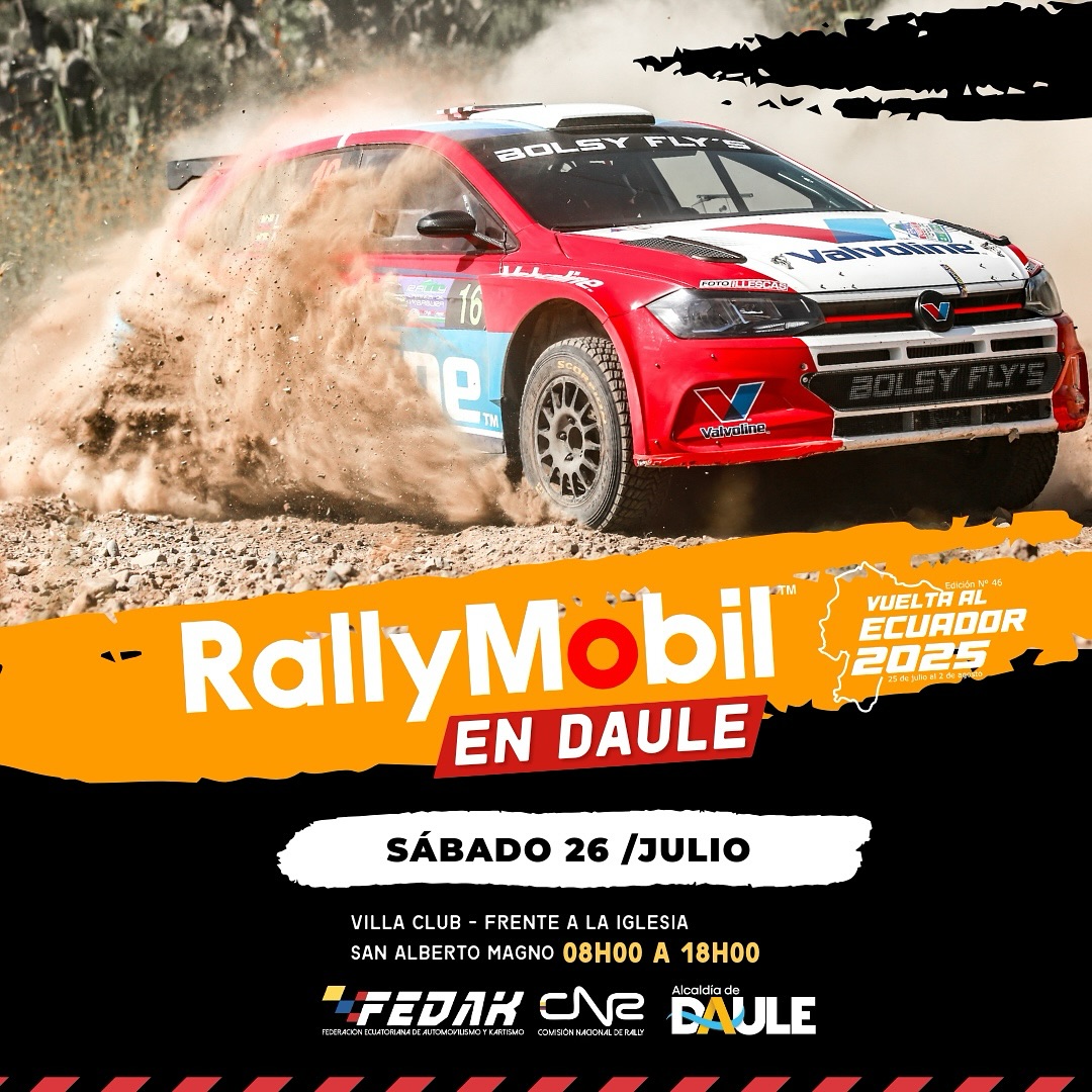 Rally Mobil de la Vuelta al Ecuador 2025 llega a Daule este sábado