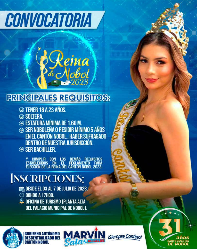 Inscripciones para Reina de Nobol 2023 abren en Palacio Municipal