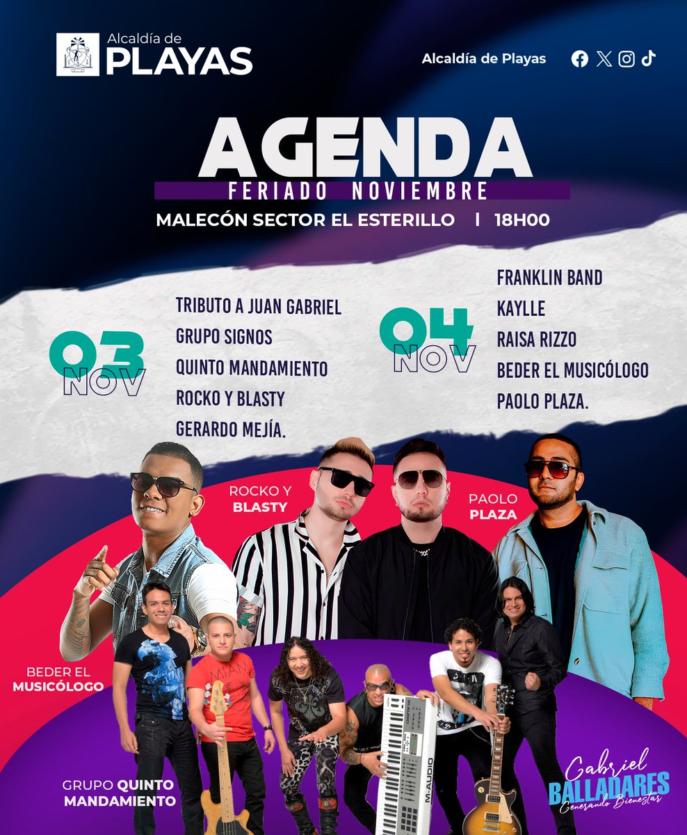 El malecón de Playas se llenó de música en vivo para el feriado del 1 de noviembre