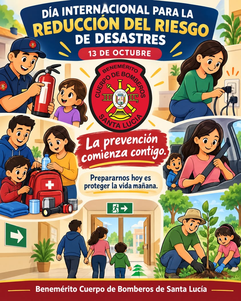 Bomberos de Santa Lucía recuerdan el Día Internacional para la Reducción del Riesgo de Desastres