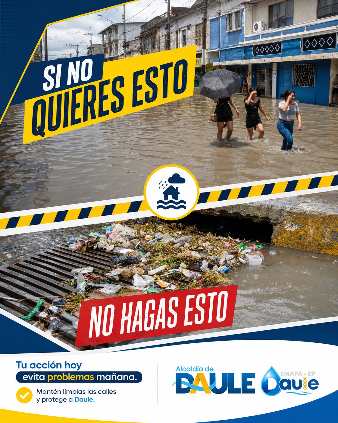 Alcantarillas obstruidas e inundaciones: La Alcaldía y EMAPA piden no tirar basura