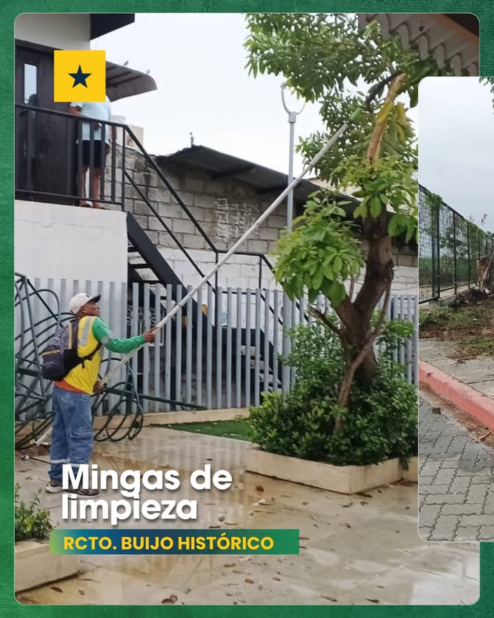 Vecinos de Buijo Histórico limpian calles y espacios públicos con nueva minga