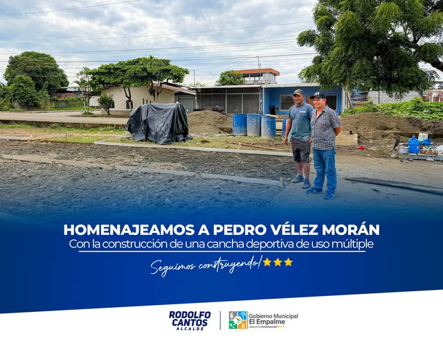 Cancha multiusos avanza en Pedro Vélez Morán con apoyo municipal
