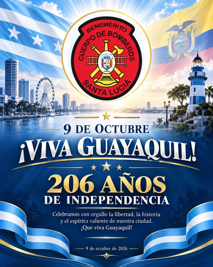 Bomberos de Santa Lucía rinden homenaje a los 206 años de Guayaquil