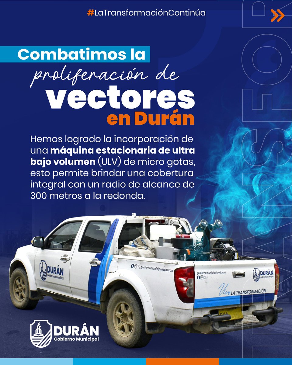 Durán refuerza control de dengue con fumigación ULV y visitas domiciliarias