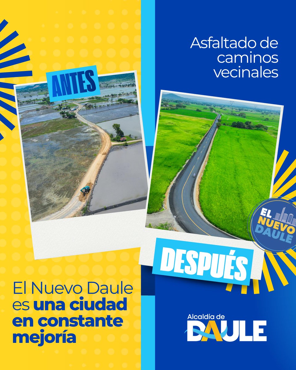 Alcaldía de Daule asfaltó más de 100 km de vías rurales en julio