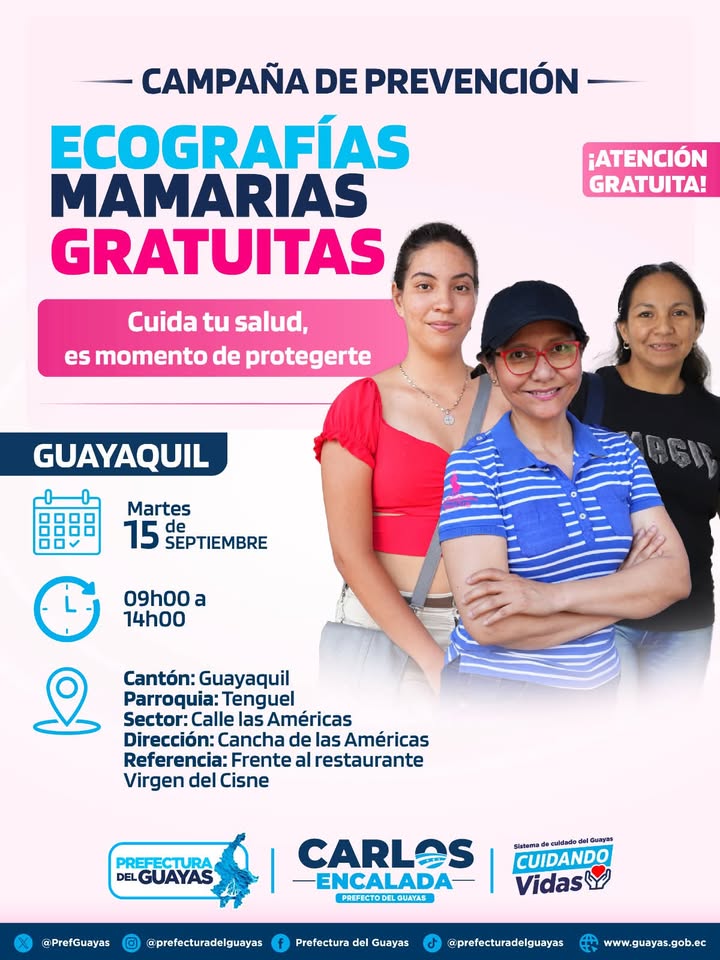 Tenguel y Prefectura del Guayas ofrecen ecografías mamarias gratuitas este martes