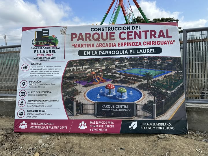 Avanzan obras del Parque Central en El Laurel con supervisión técnica conjunta